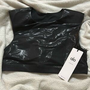 Alo Super Shine Flash Bra, Black, Large